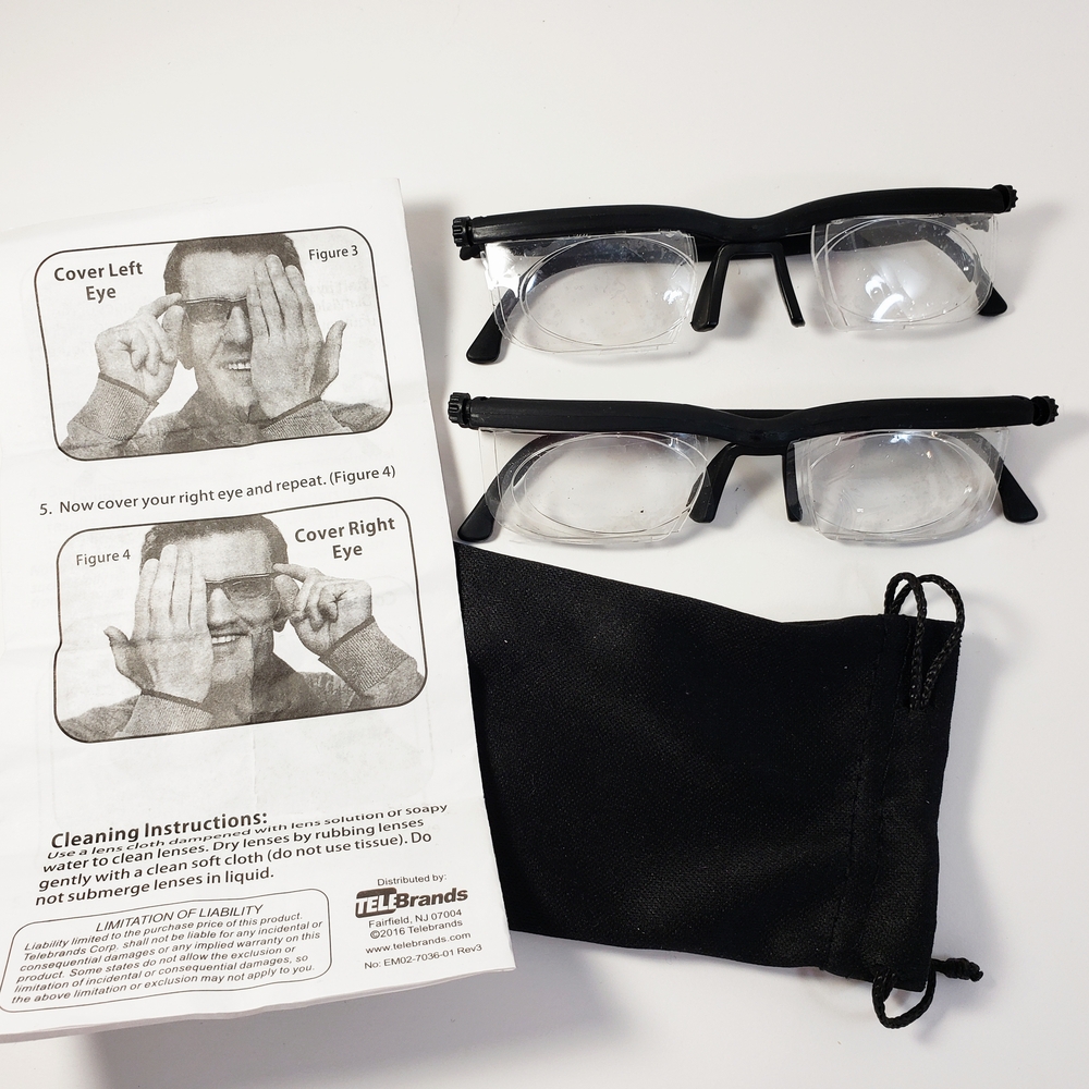 DialVisionBlack Adjustable Focus Reading Glasses - Two Pairs